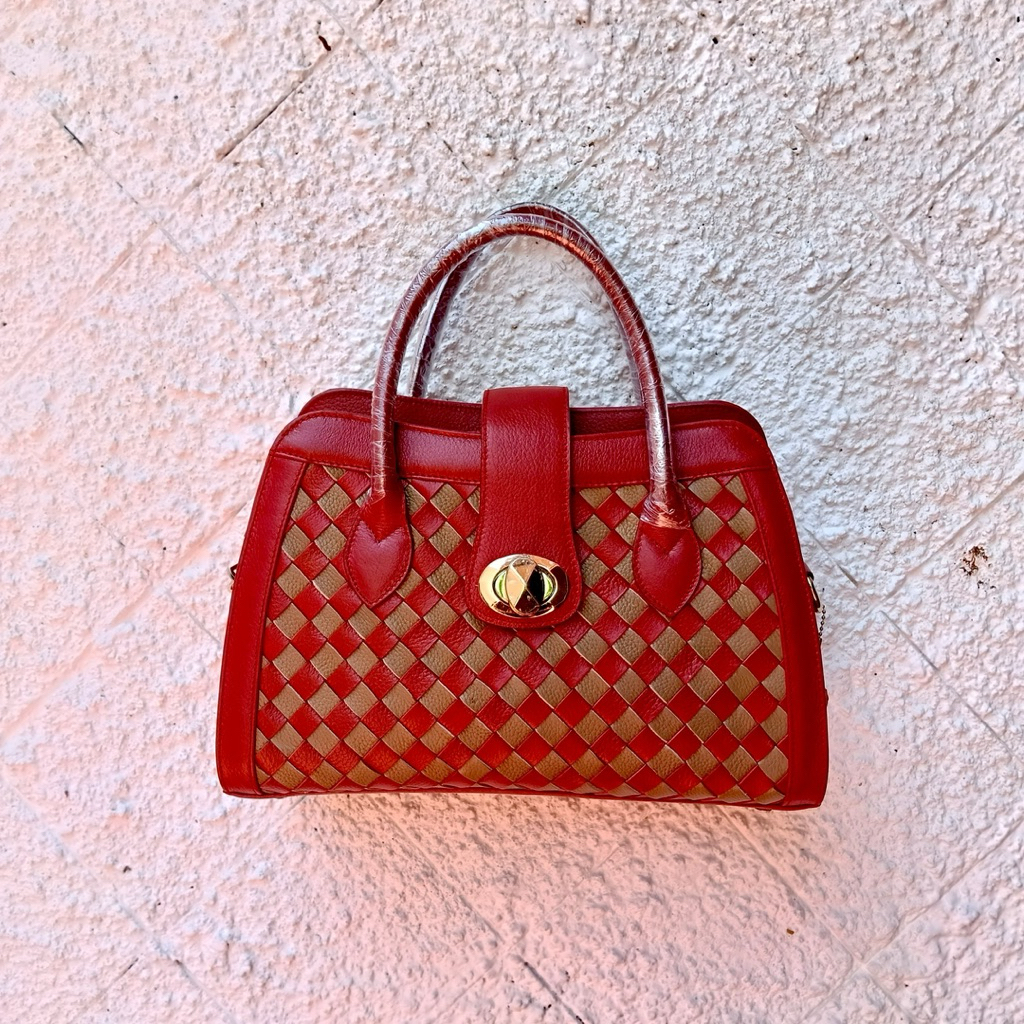 Tas Selempang Wanita Kulit Sapi Asli Berkualitas Valiant Leather ANYAMAN Bag Tote / Shoulder / Sling