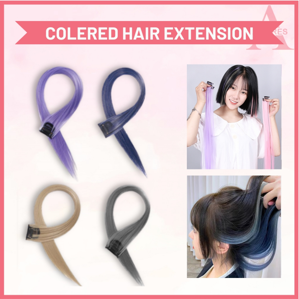 Rambut Palsu Wanita Jepit Panjang Lurus Warna Warni Korean