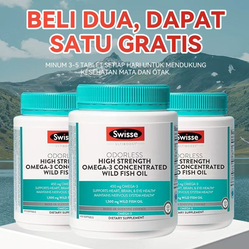 Swisse Ultiboost Odourless High Strength Wild Fish Oil 1500 mg 400 capsules caps 1500mg