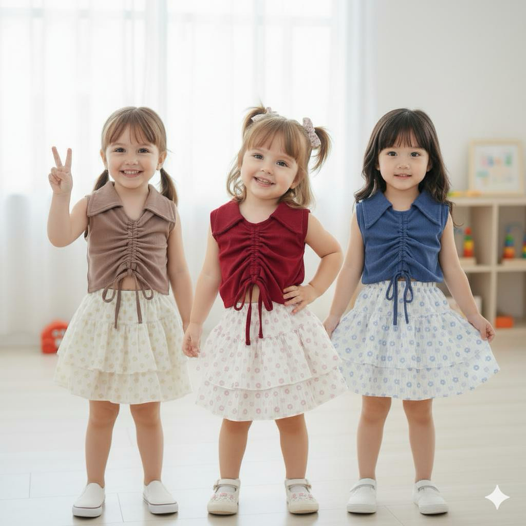 oneset alika 1-5thn/setelan rok anak/set baju/ Fashion Anak