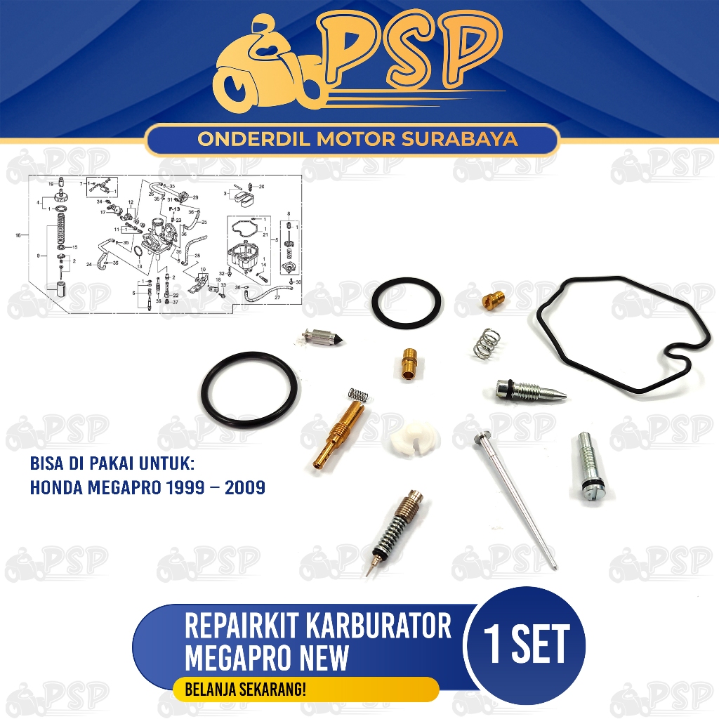 Repairkit Karburator Megapro New - Repair Kit Carburator Spuyer Karbu Assy Honda Mega Pro Primus