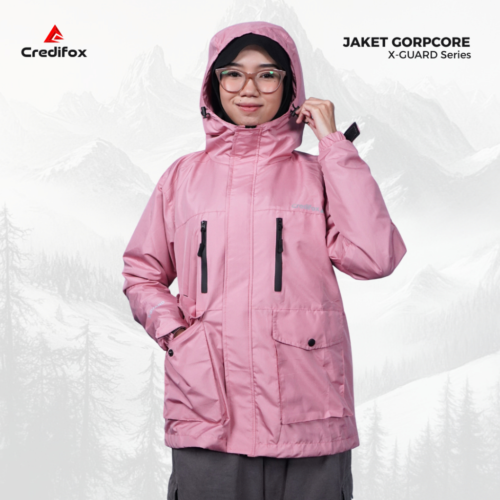 CREDIFOX Jaket Gorpcore X Guard Series Bahan Taslan JN - Jaket Gorpcore Saku Gamblok - Jaket Winbrea