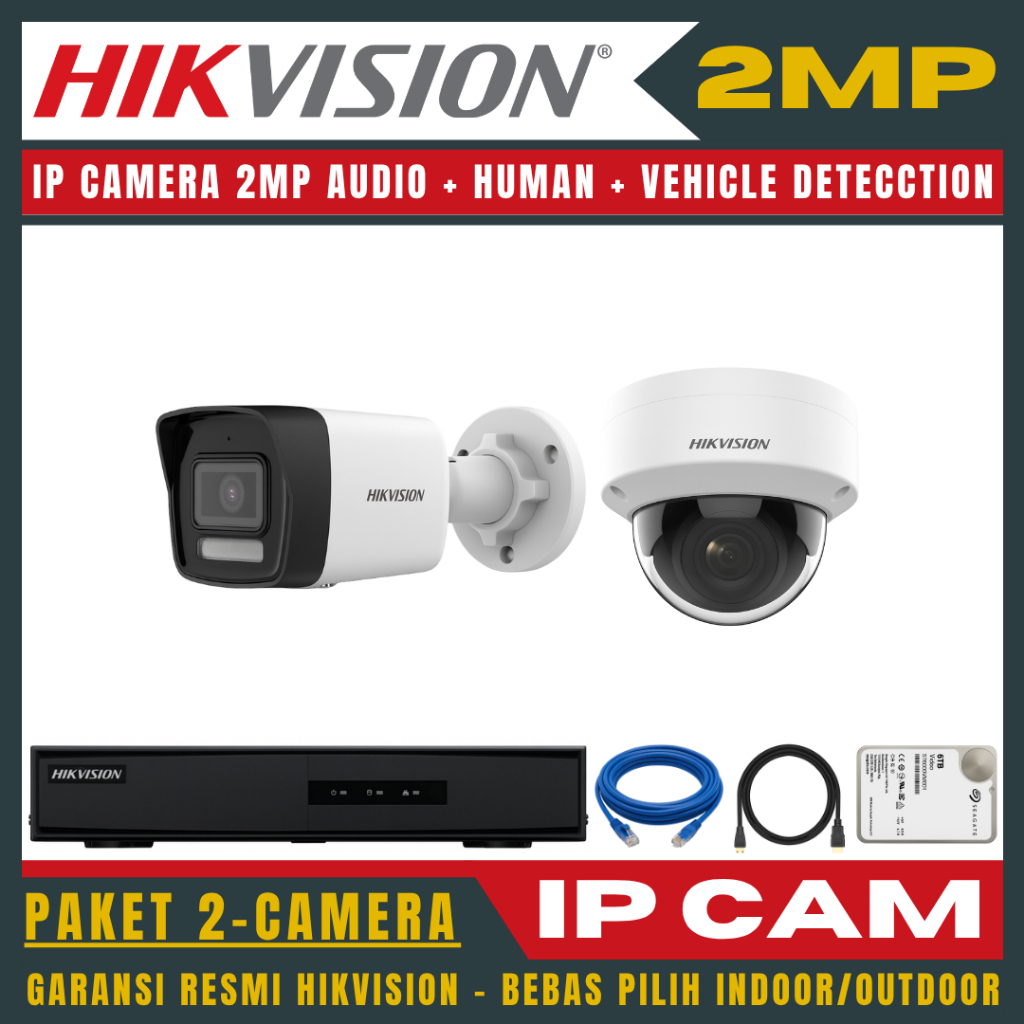 HIKVISION IP CAMERA 2MP PAKET 4 CHANNEL 2 KAMERA