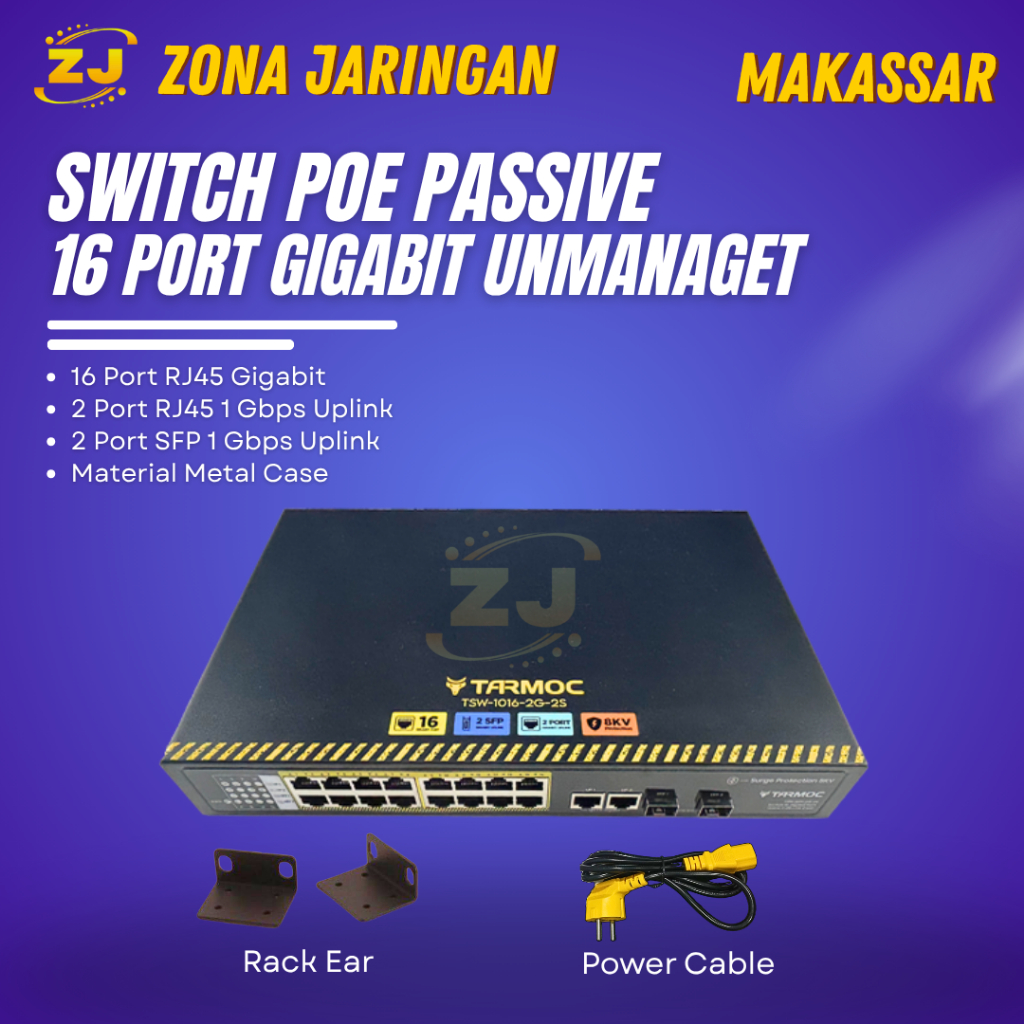 Tarmoc TSW-1016-2G-2S Gigabit 1U Switch Unmanage 16 port Metal Case