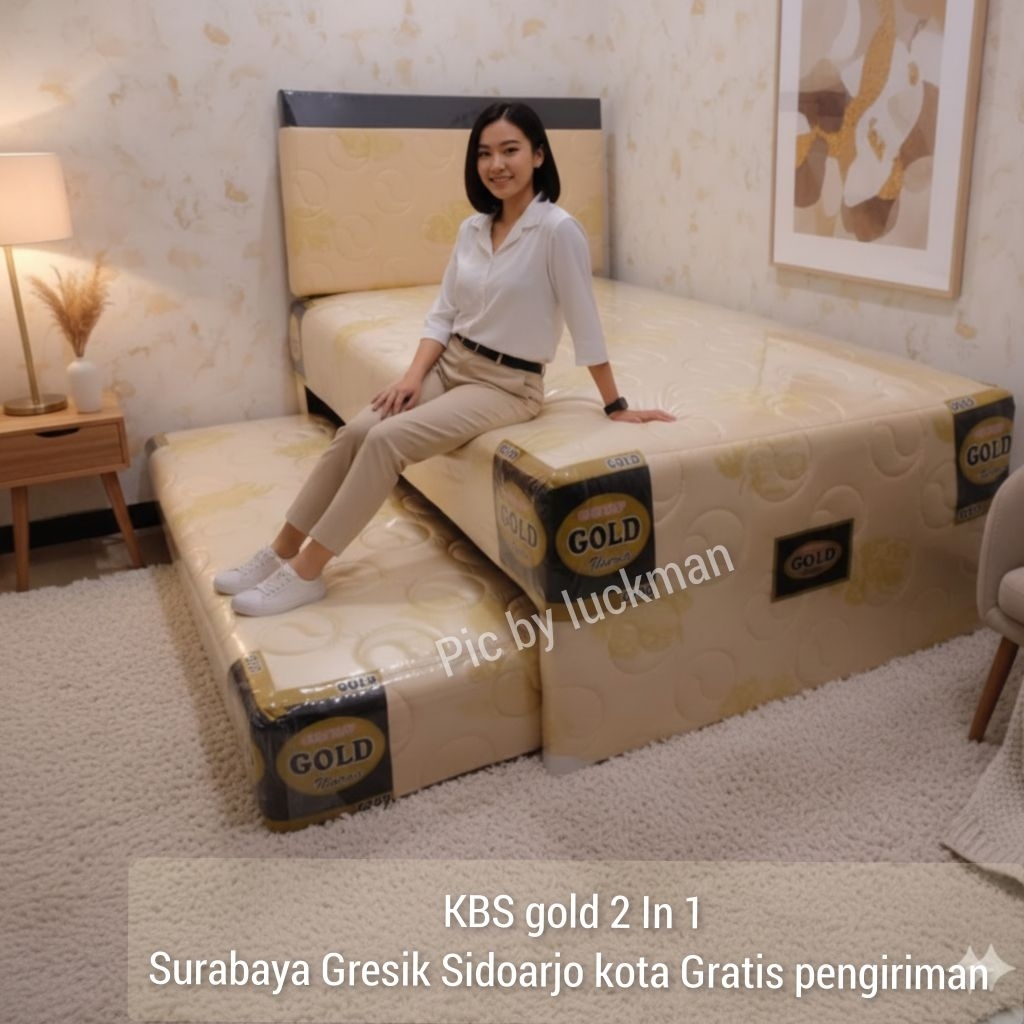 Promo murah Set 2 in 1 Sorong murah 90 100 120 x 200 KBS kasur spring bed twin