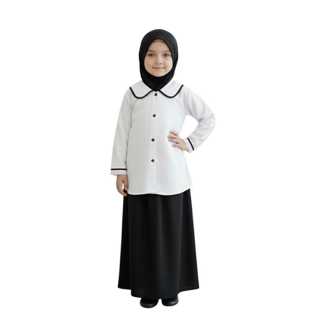 Baju Anak Muslim Perempuan Hitam Putih Baju Beserta Rok Seragam Anak Tk Sd