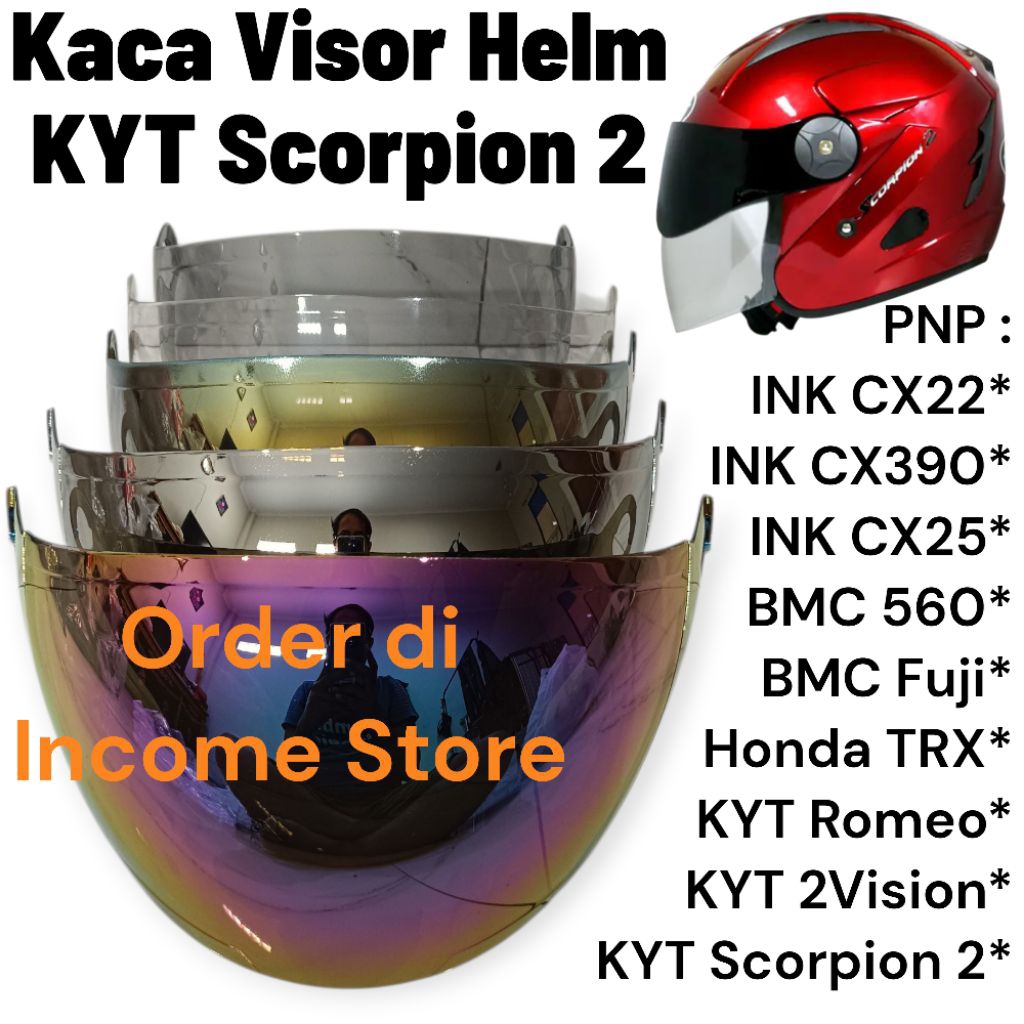 Kaca Visor Helm KYT Halfface Scorpion 2 Kaca Helm Skorpion 2 KYT 2Vision