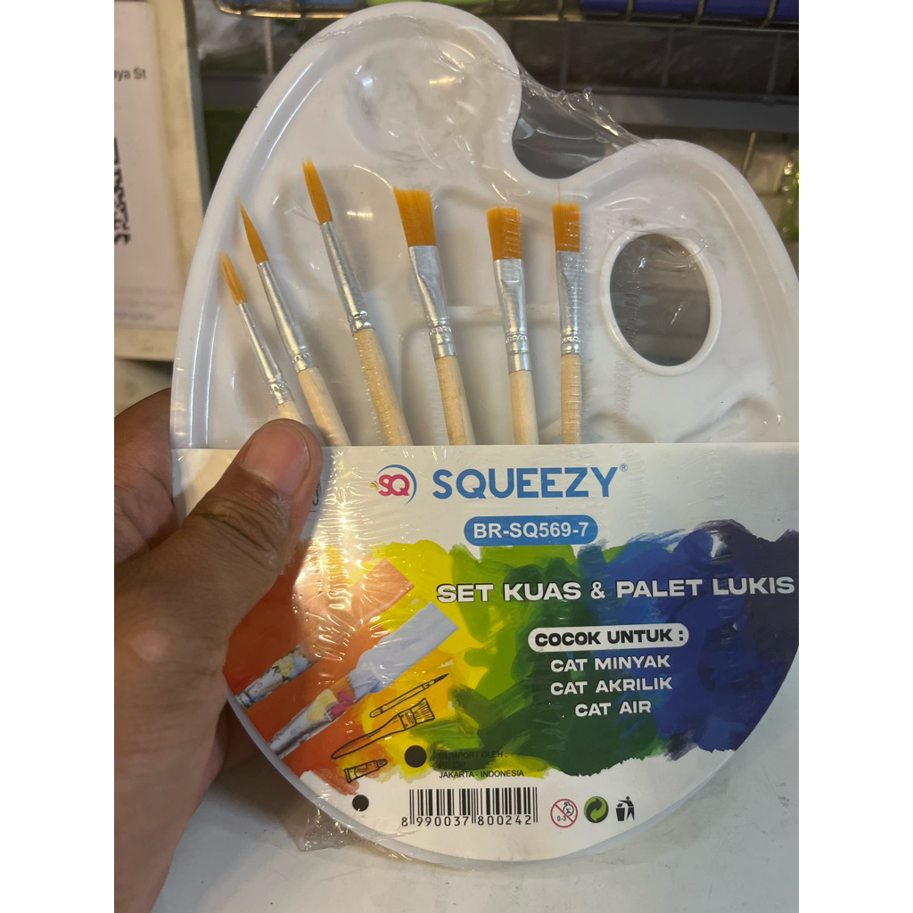 Squeezy set kuas & palet lukis