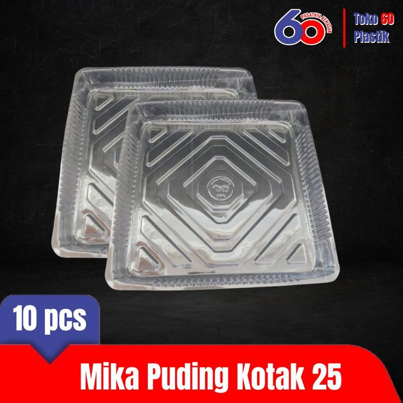 Mika Puding Kotak 25 / Mika Alas Puding Kotak / packaging puding kotak / tray puding kotak / isi 10p