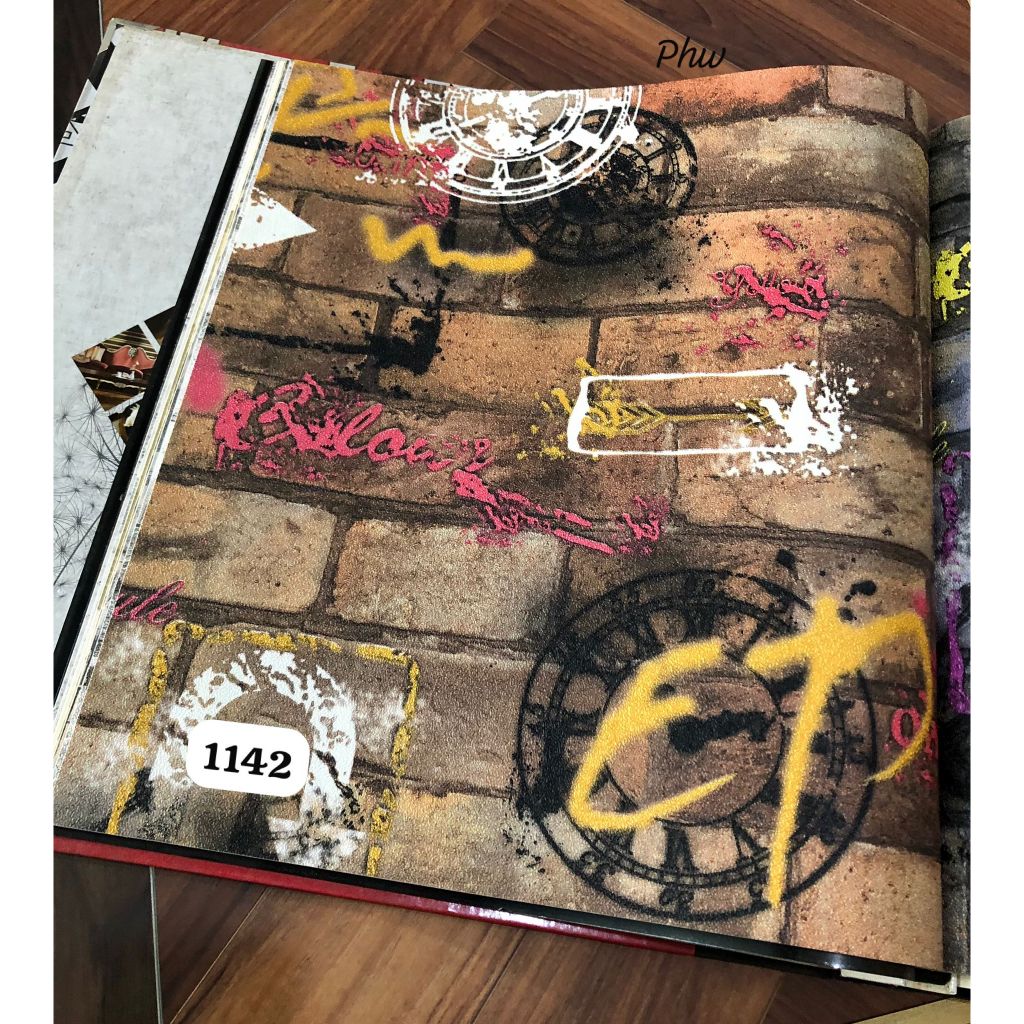 Wallpaper Dinding Sale Roll Besar Motif Bata Abstrak Coretan Art 3D Modern Tema Cafe Colani