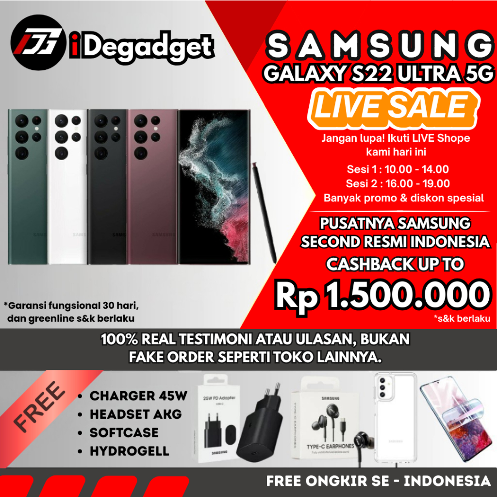 SEIN Samsung Galaxy S22 Ultra 5G 12/512GB 256GB 8/128GB | S21 Ultra 16/512GB Second Fullset Original