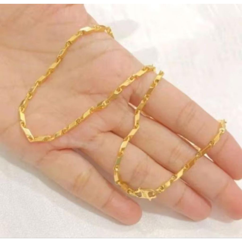 Kalung Biji Padi Titanium Emas Model Pria Wanita