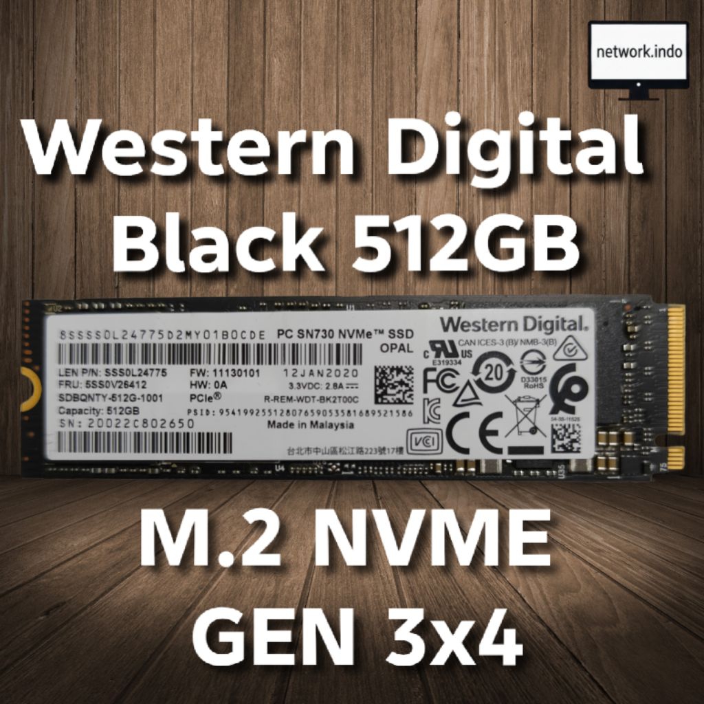 SSD NVMe Western Digital Black PC SN730 512GB Gen 3x4 M.2 2280 Second Original