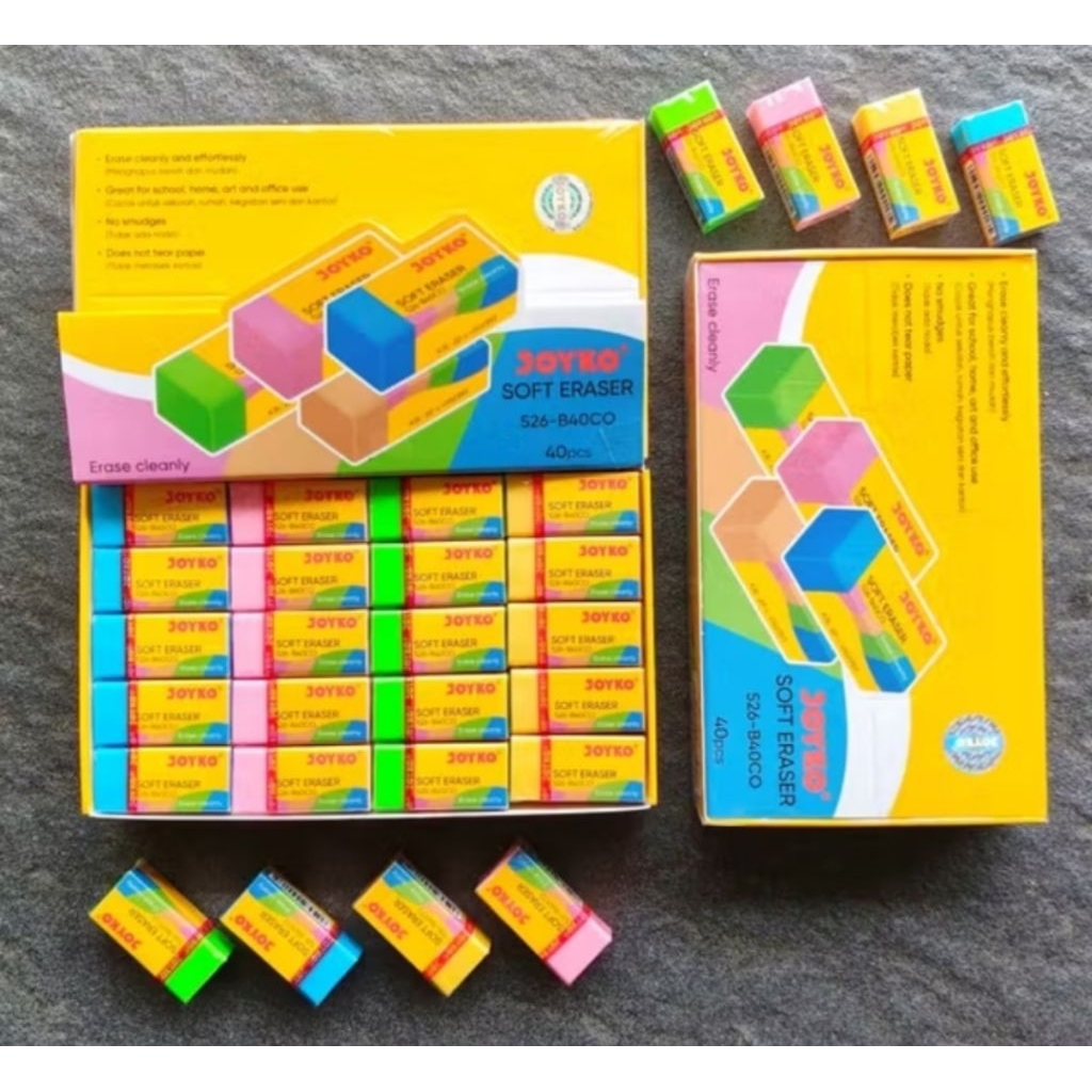 isi 10 pcs 20 pcs 40 pcs hapusan penghapus joyko penghapus pensil perlengkapan sekolah