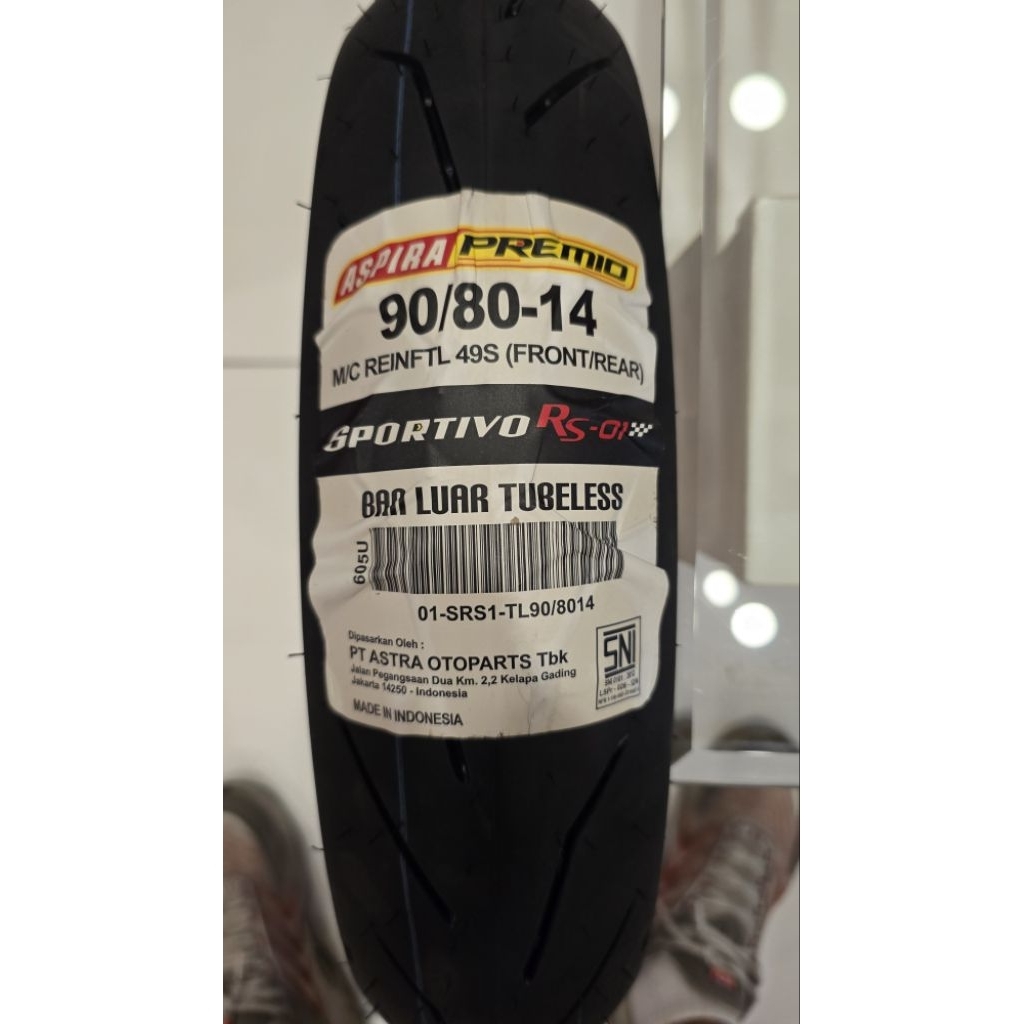 Ban racing Aspira 90/80 Ring 14 Ban luar motor matic Sportivo RS-01