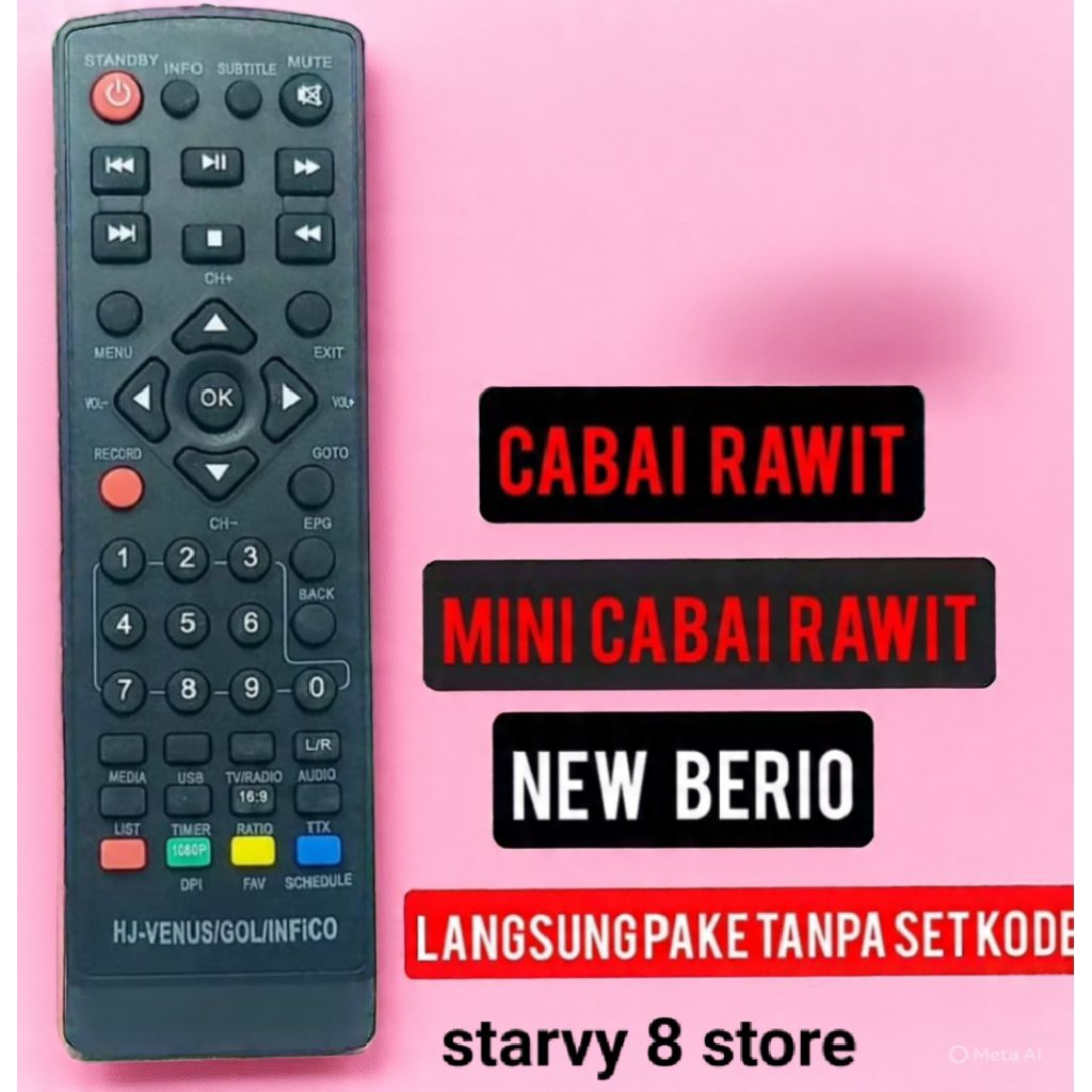 Remote stb Venus cabe rawit,venus New brio
