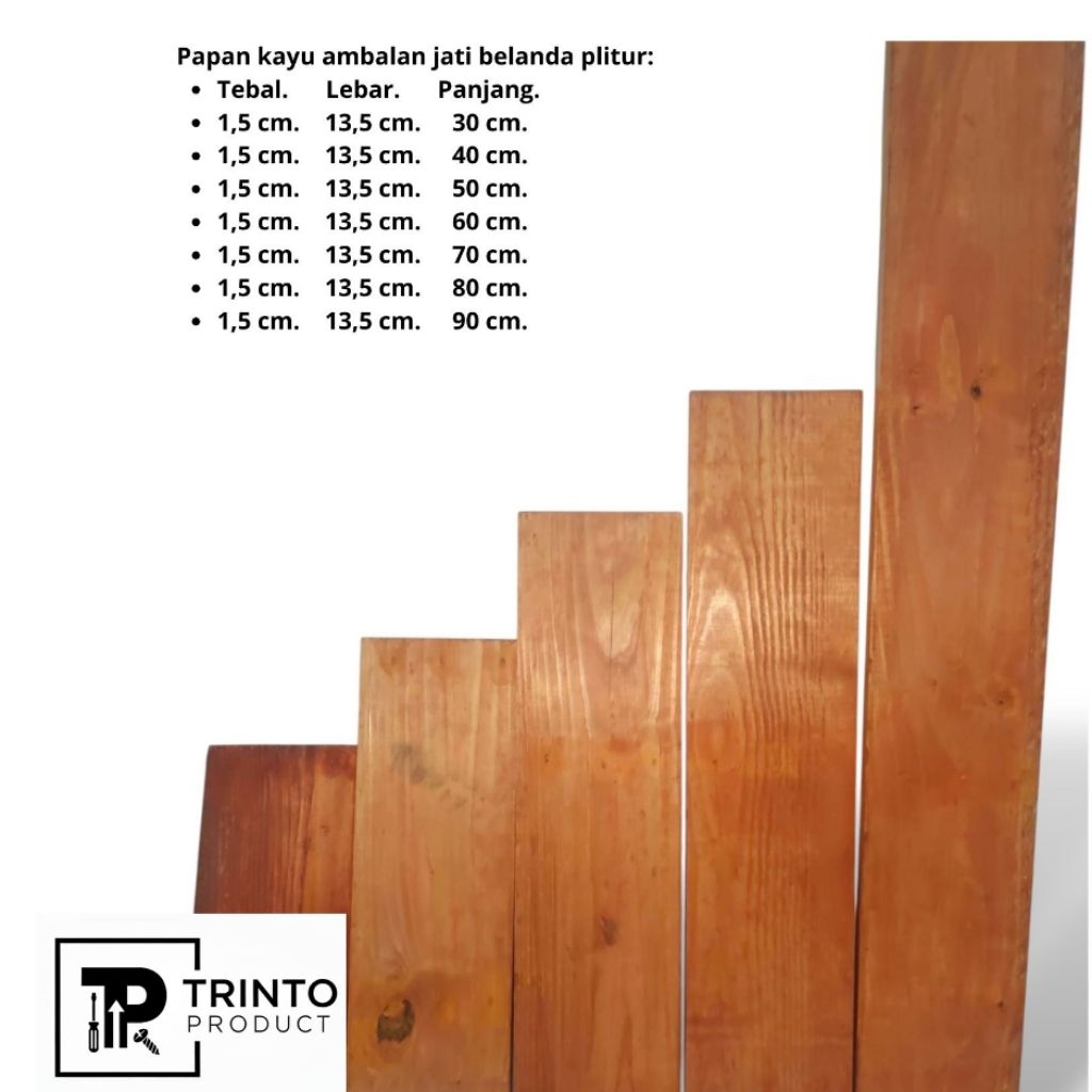 Papan Kayu Jati Belanda Sudah Finishing Plitur, Papan Ambalan, Rak Kayu