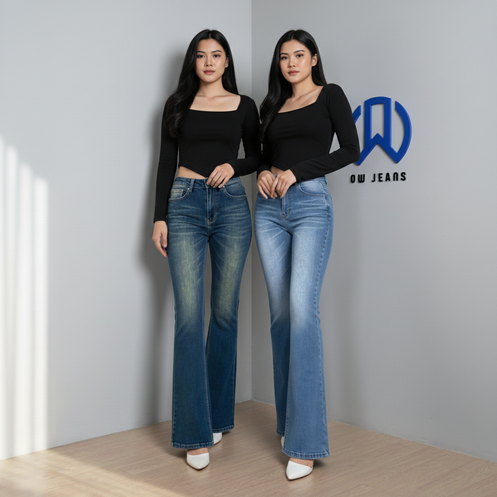 OW Jeans - Highwaist Celana Cutbray Retro Jeans Denim Wanita Panjang Jumbo Strech Premium Original T