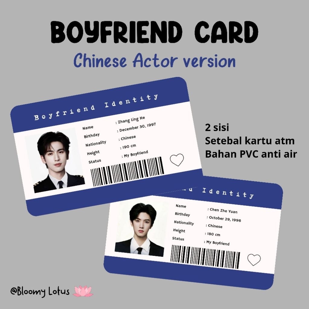 Boyfriend Card chinese actor version | Chen zhe yuan, Lin Yi, Zhang Ling He, Lin Yi, Liu Yuning, Wan