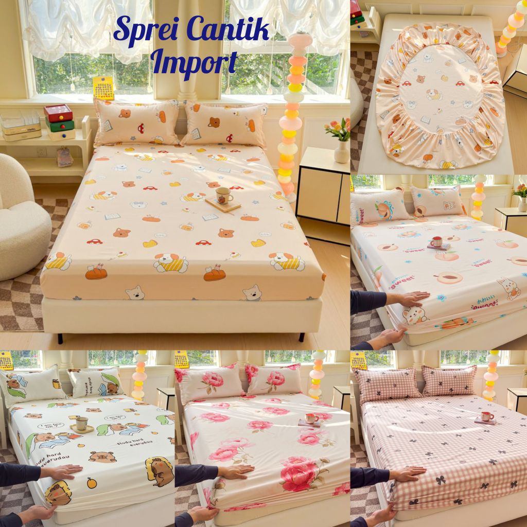 [ SPREI CANTIK IMPORT ] Ready stok sprei aneka motif bahan import adem dan halus sprei cantik  terba
