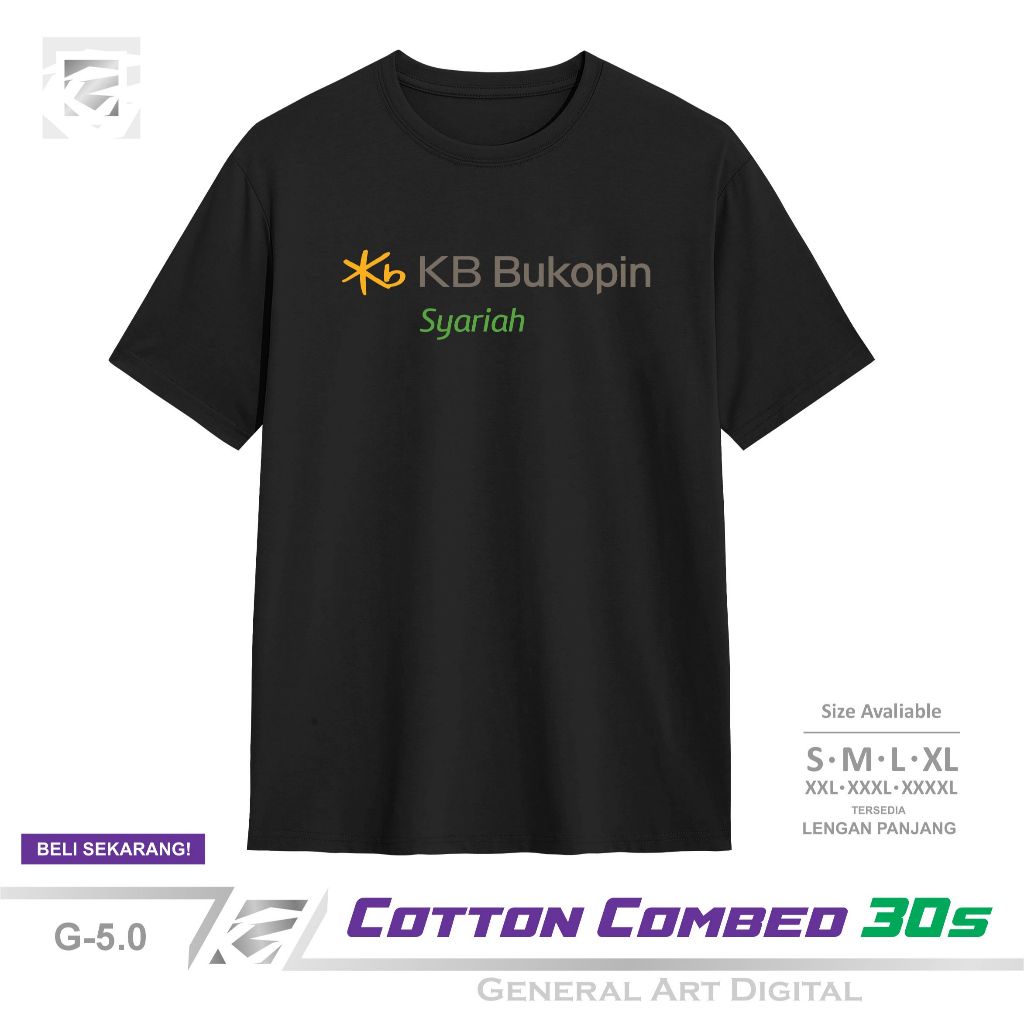 Baju Kaos KB Bukopin Syariah T-Shirt Pria Wanita Premium 100% Katun Combed