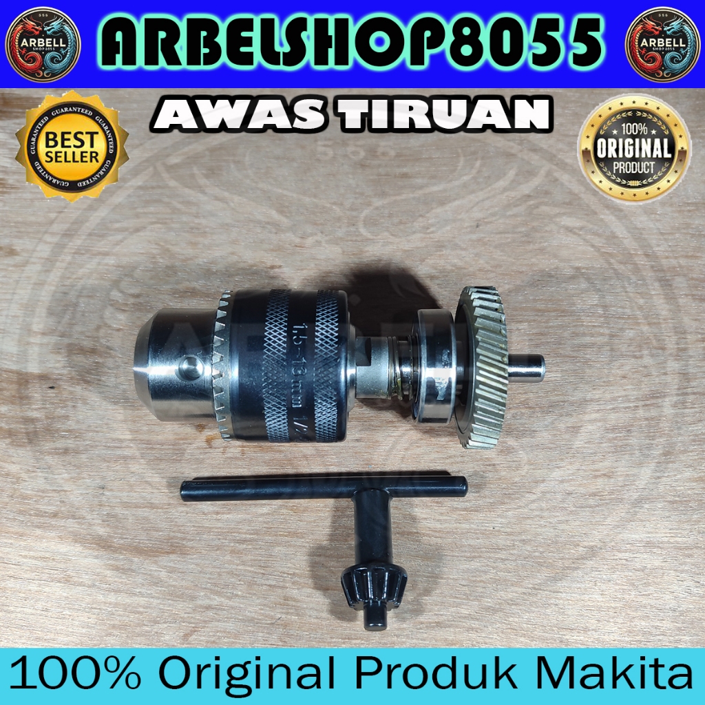 SPINDLE AS MT 80B HELICAL GEAR 37 M 0801 B GIGI DRILL CHUCK KEPALA BOR SET 13MM + KUNCI KEY M0801B -