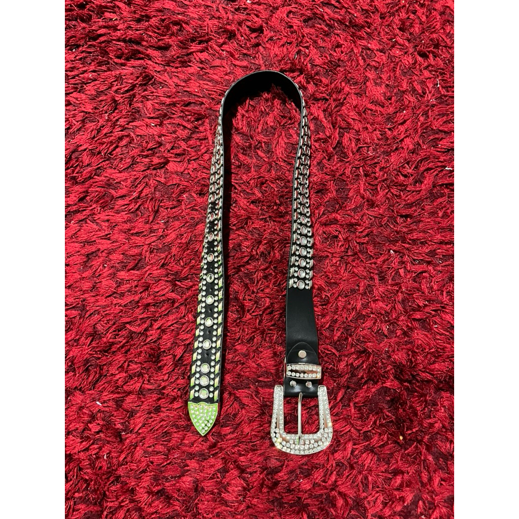 y2k belt rhinestone black