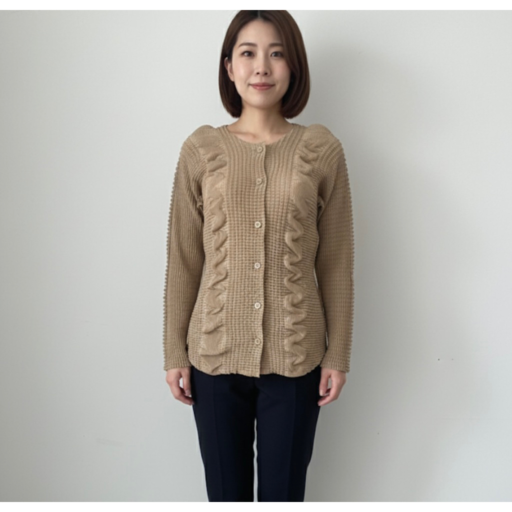 Issey Miyake chiffon Ruffle Pleated Cardigan