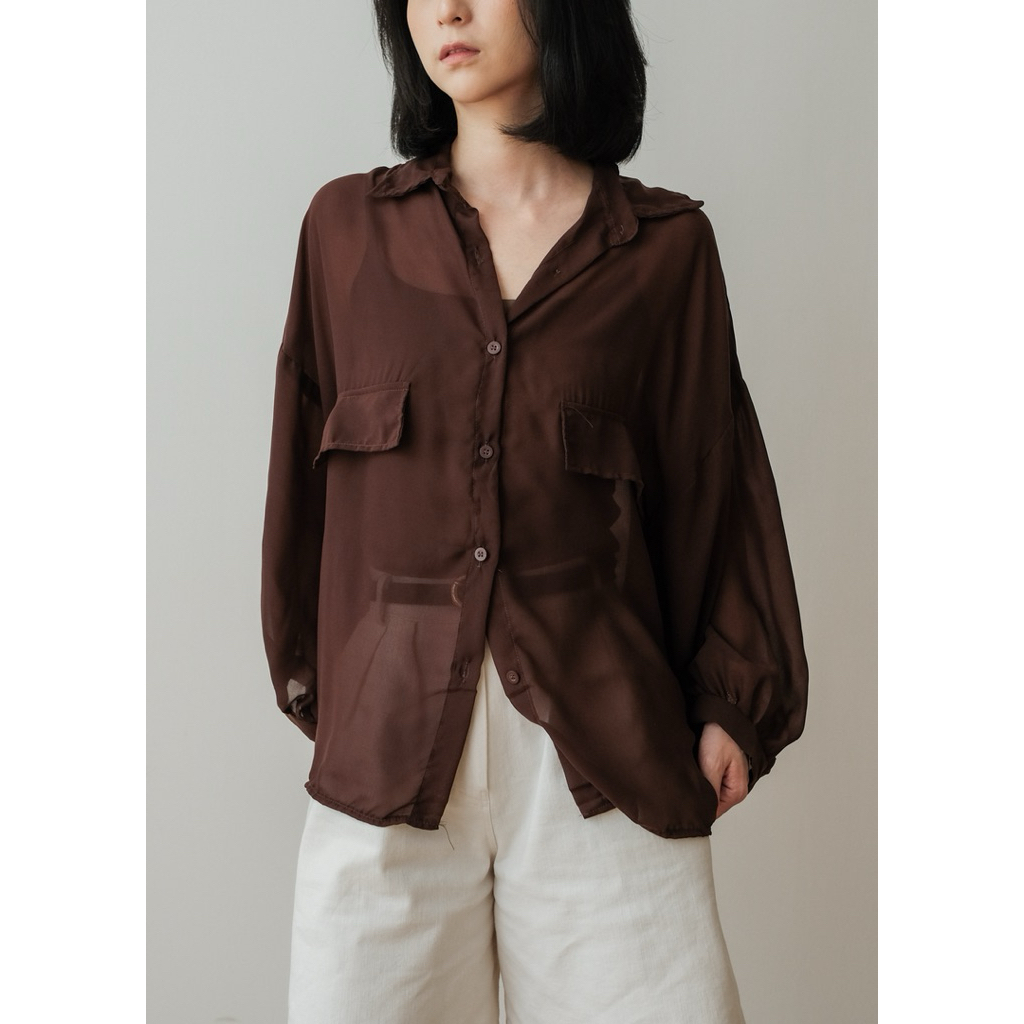 AT 004 Top kemeja sheer silk