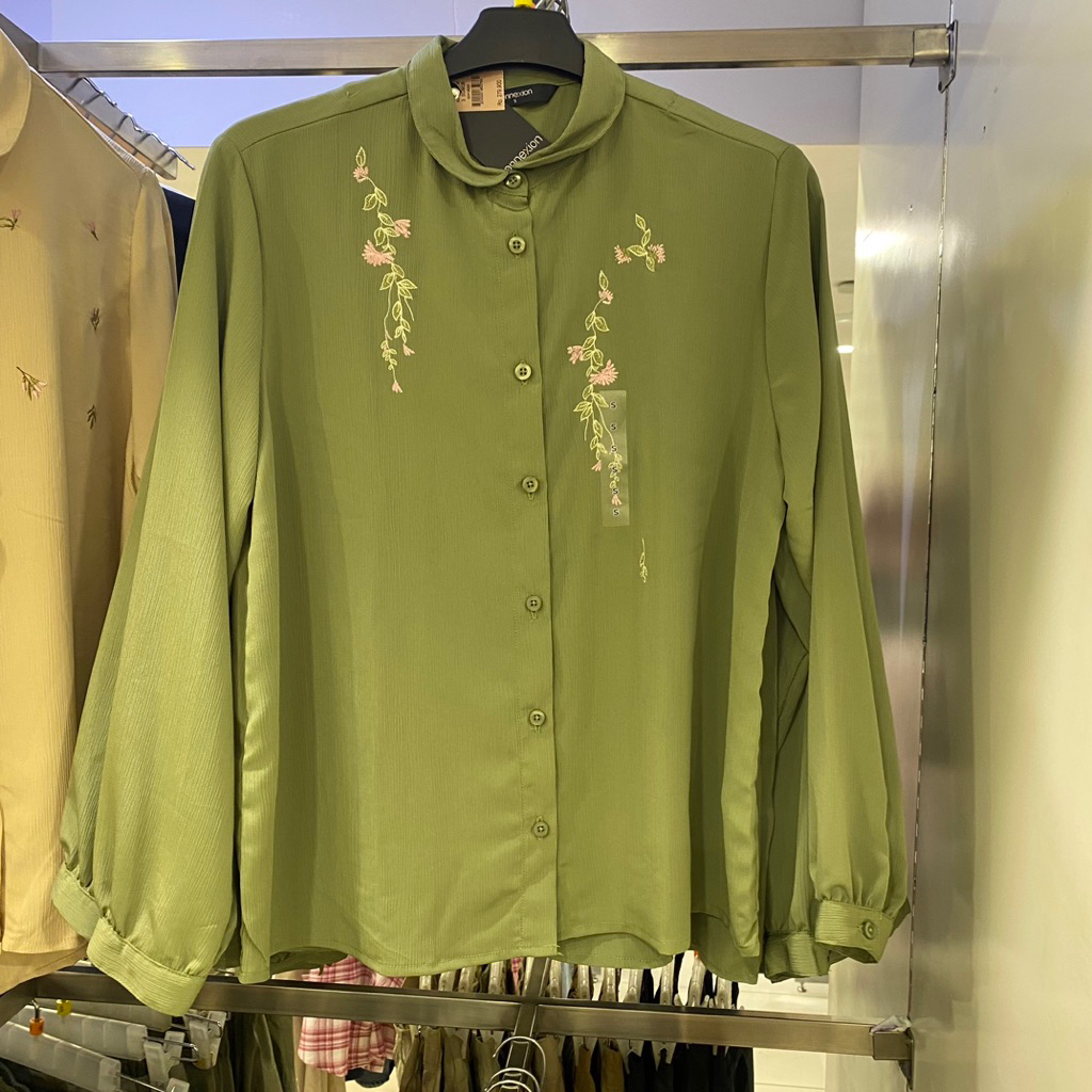CONNEXION BLUS KEMEJA WANITA MOTIF BRAND MATAHARI TERBARU