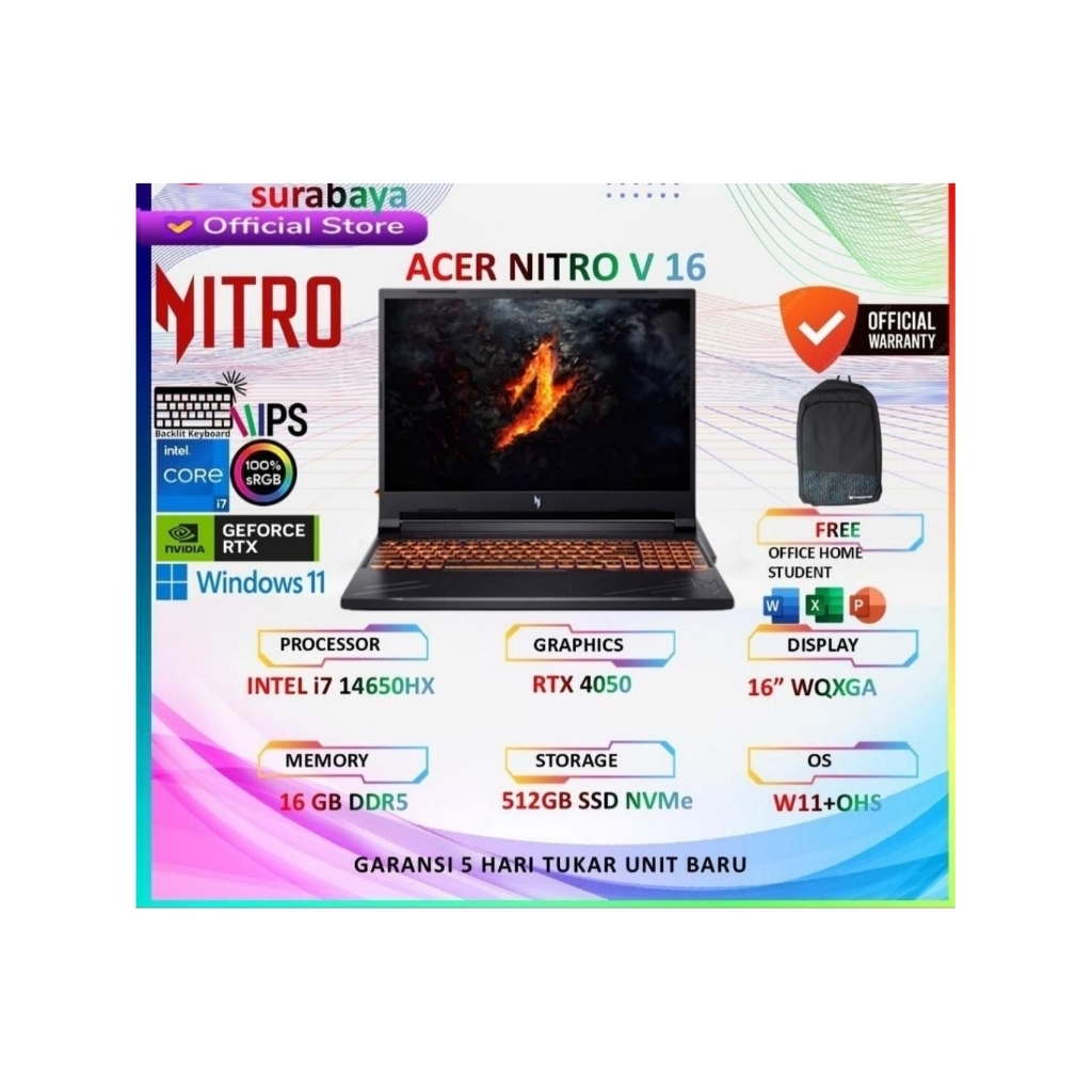 Laptop Acer nitro v16 i7 14650hx rtx 4050
