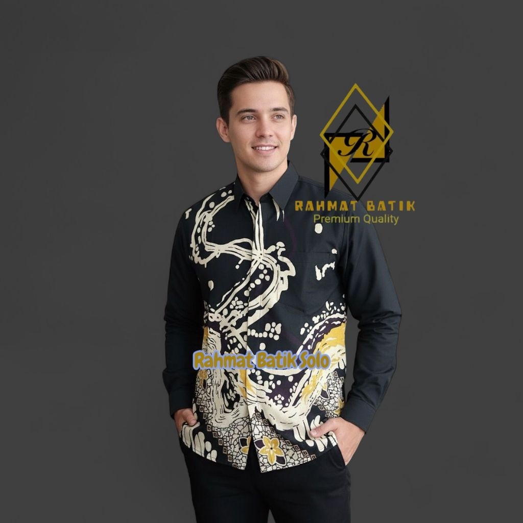 Batik Abstrak Prabu Kemeja Batik Pria Slimfit Full Furing