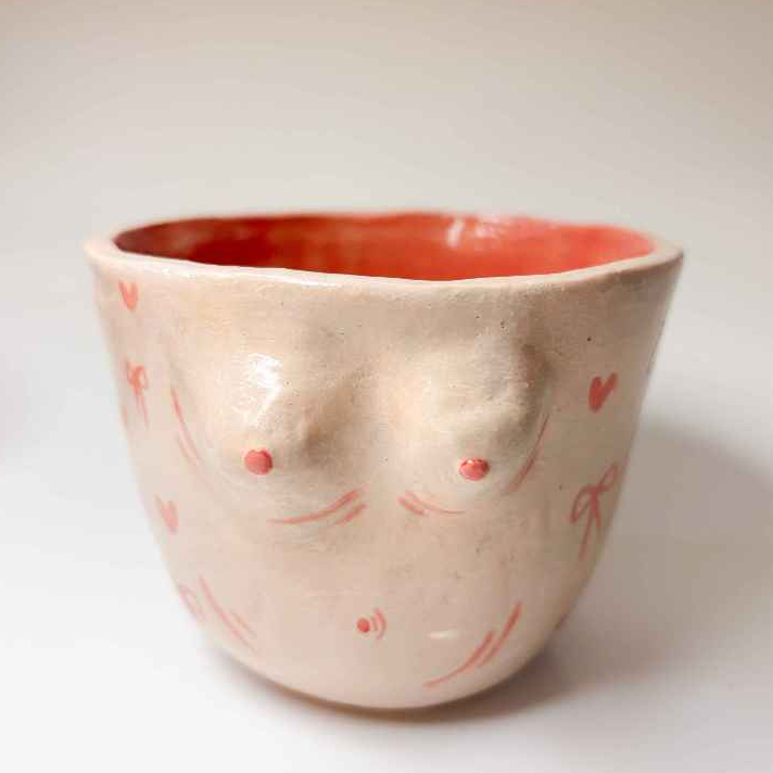 Mug Keramik Handmade | Gelas Boobs Motif Coquette | Boobs Series
