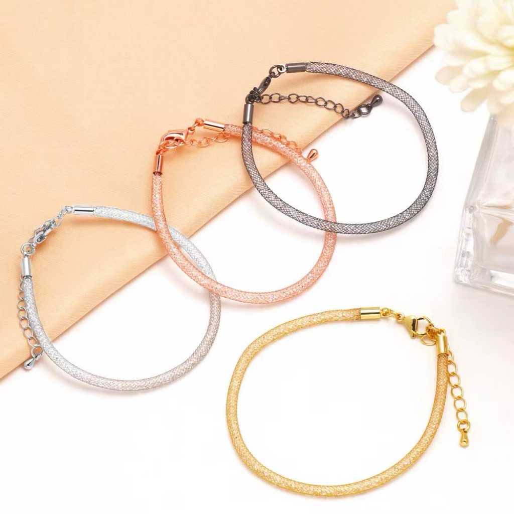 gelang kawat gliter kristal pandora premium