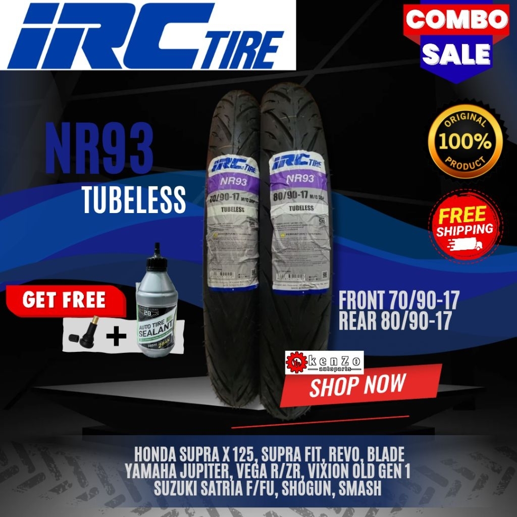 Paket Ban Sepasang motor Irc NR93 70/90 ring 17 dan 80/90 17 tubeless Tl blade Revo Supra x 125