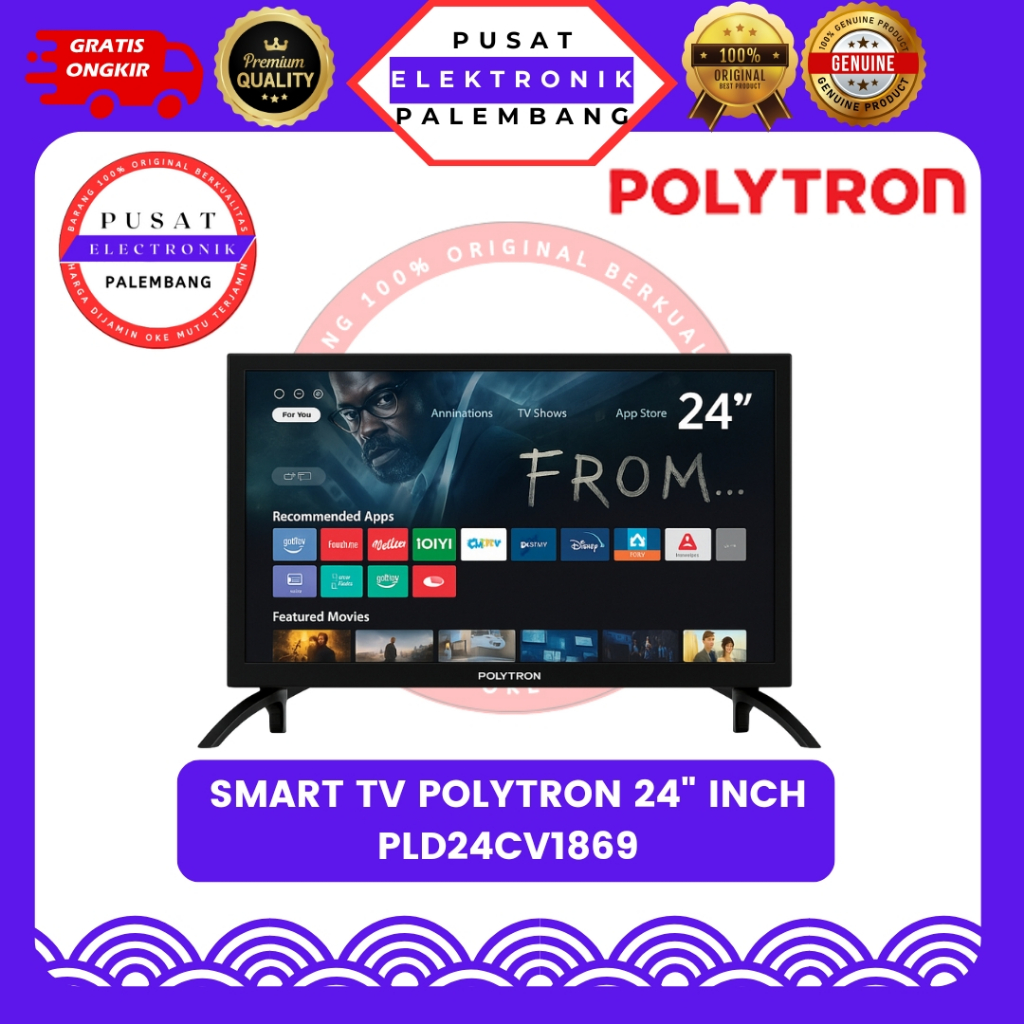 SMART TV DIGITAL 24 INCH POLYTRON PLD24CV1869 SMART TV DIGITAL 24" PALEMBANG