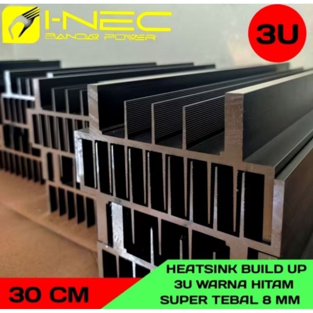 Heatsink/Pendingin 3U Hitam (30cm) Super Tebal 8mm