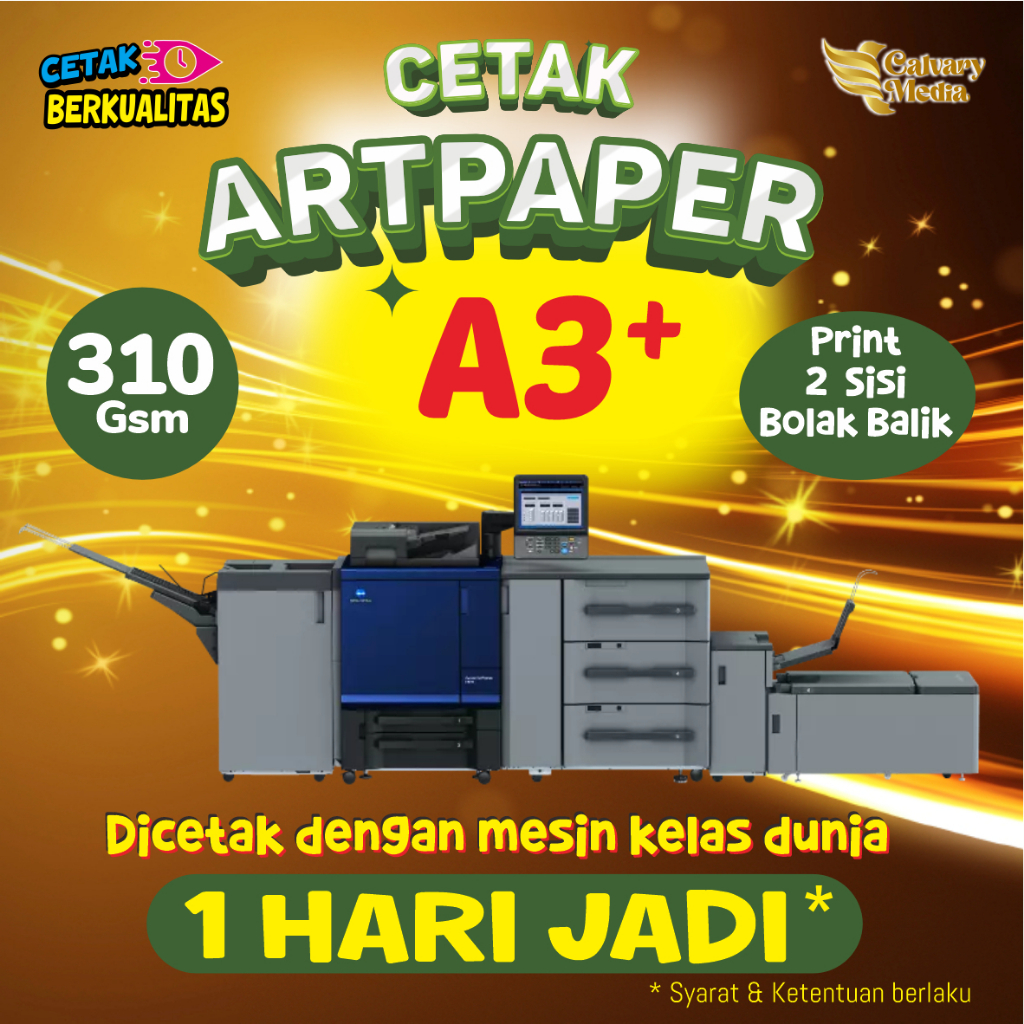 Cetak A3+ Art Carton 310 gsm 2 Sisi Cepat Murah