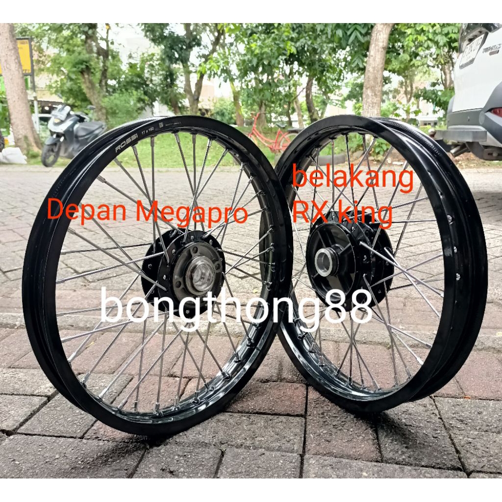 Sepaket velg Rossi 160 185 ring 17 tromol depan Megapro / tromol belakang RX king custome modifikasi