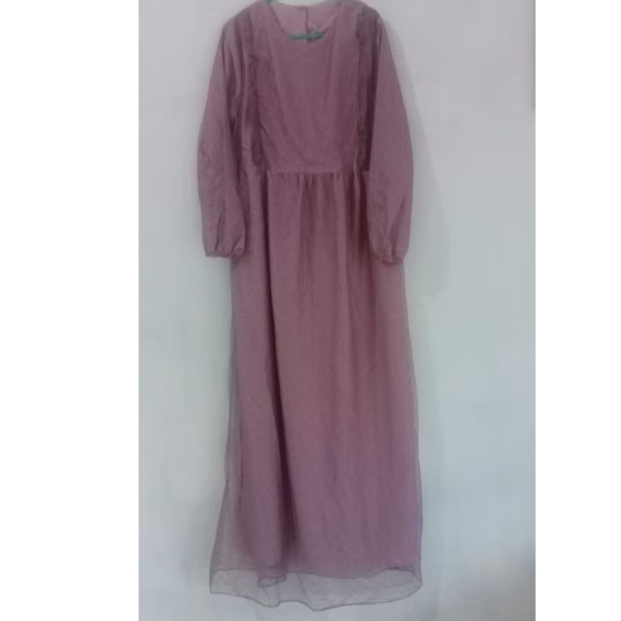 Gamis wanita dewasa/remaja, warna taupe / ungu  muda