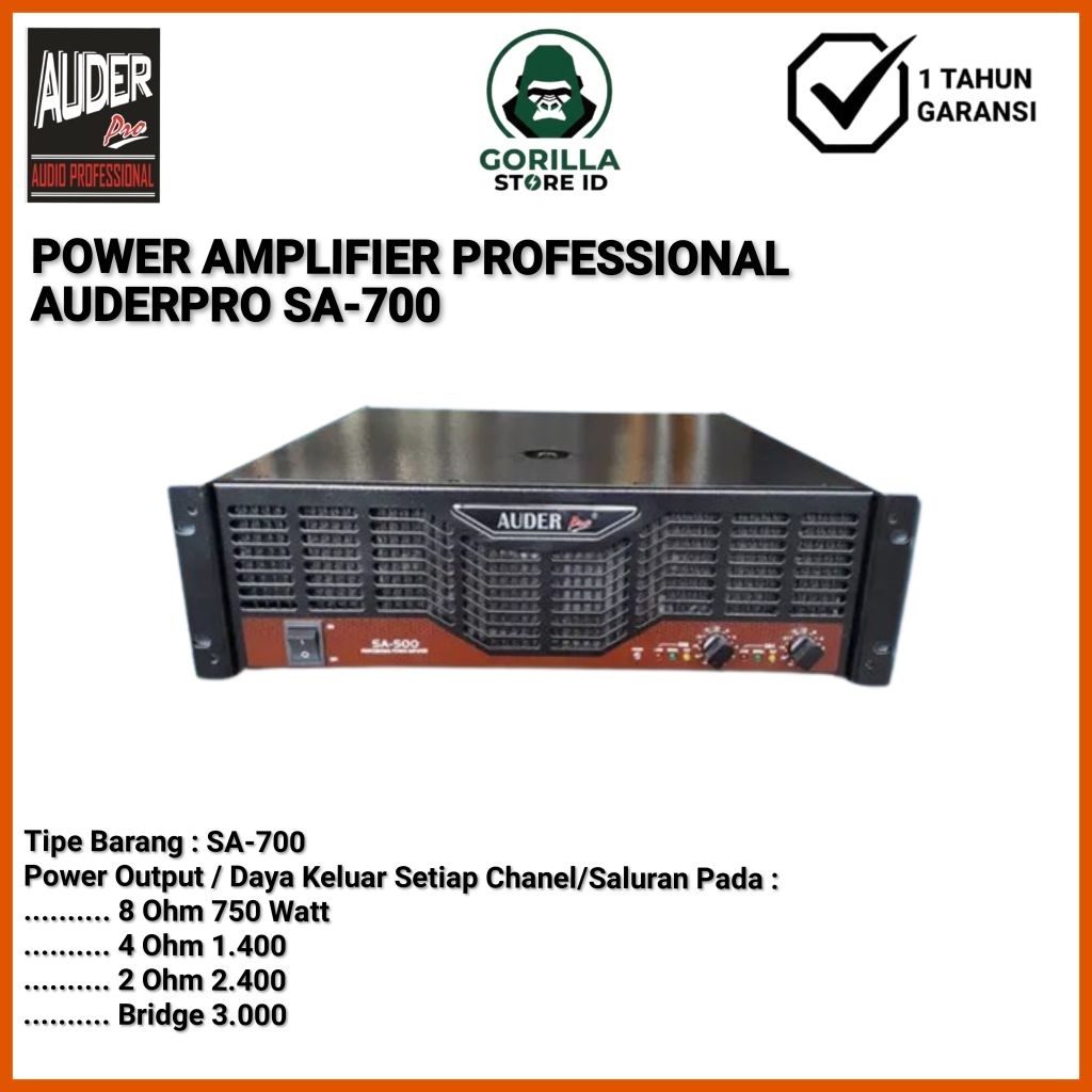 POWER AMPLIFIER PROFESSIONAL AUDERPRO SA-700