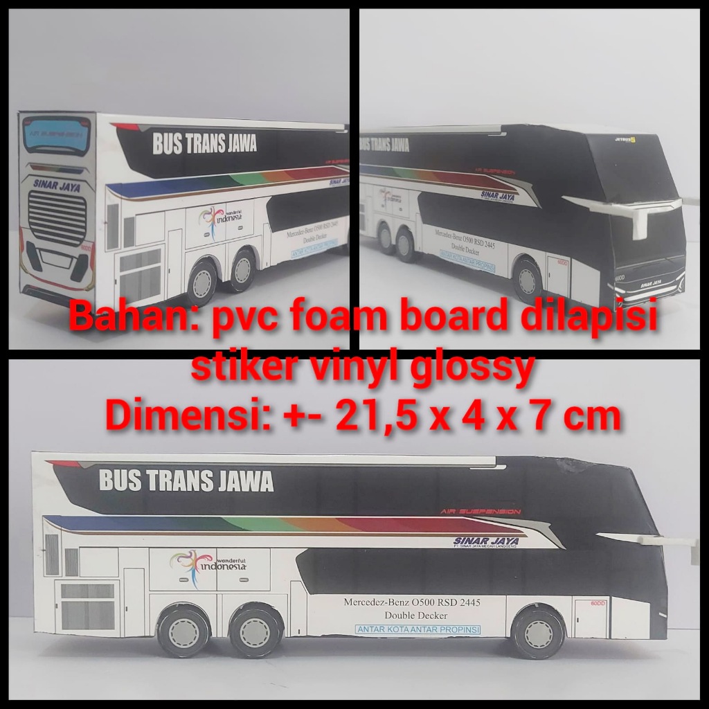 Miniatur Bus Sinar Jaya SDD Tingkat Jetbus 5 - Papercraft Kurniatravel