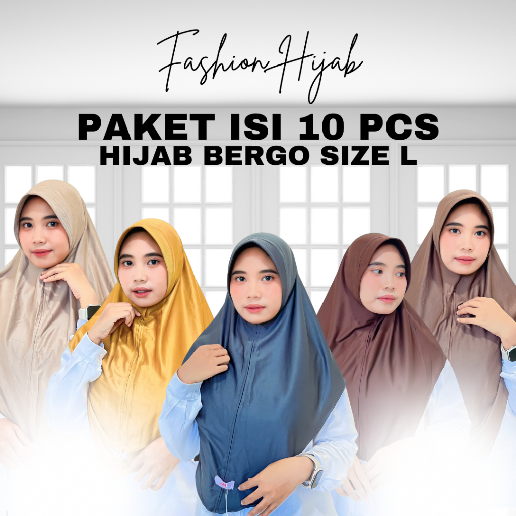 [ISI 10 PCS] Hijab Bergo Size L Ukuran Dewasa | Hijab Bergo Bahan Hyget Premium