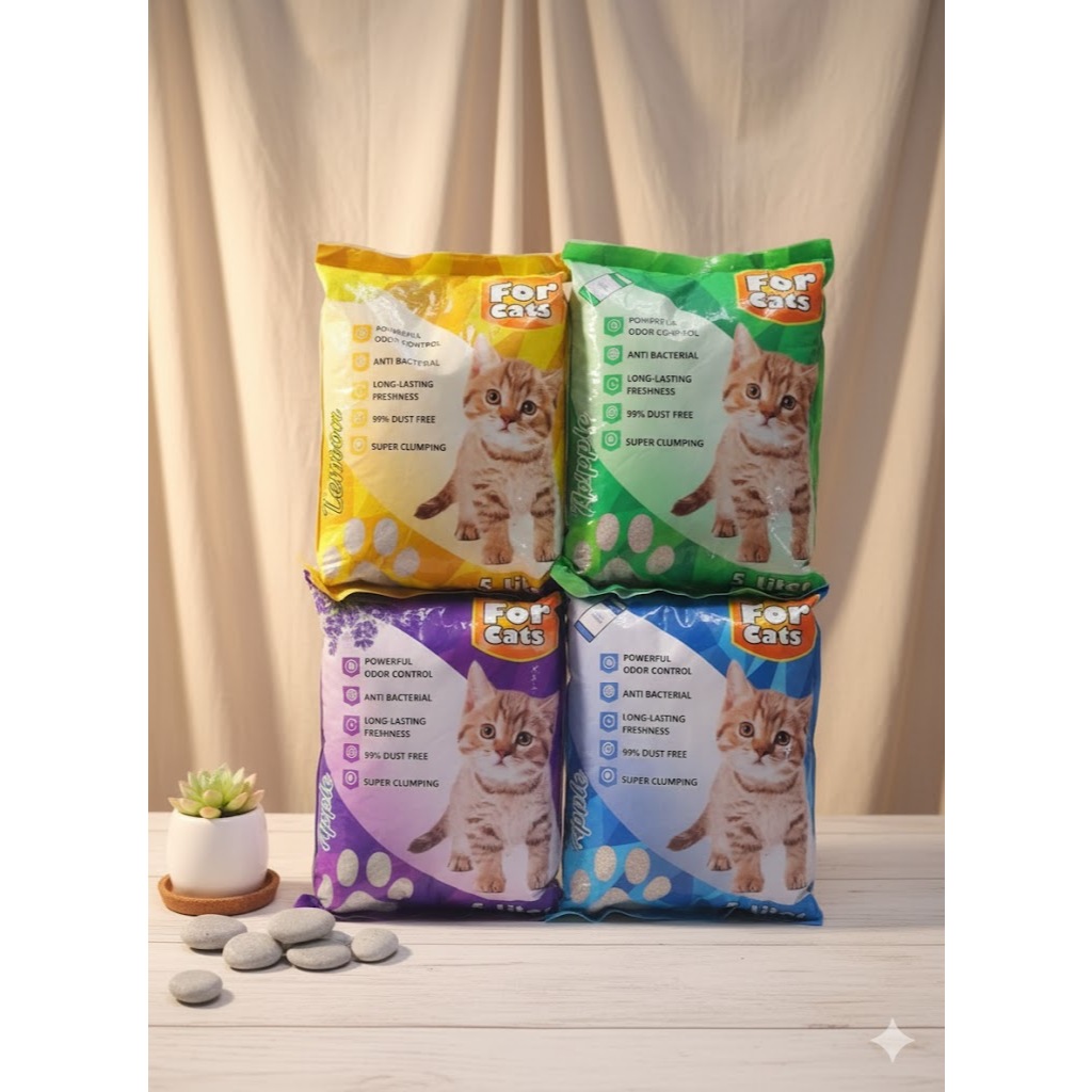 Pasir Kucing Gumpal Wangi FOR CATS 5 Liter – Super Clumping, Anti Bakteri, 99% Bebas Debu, Tahan Lam