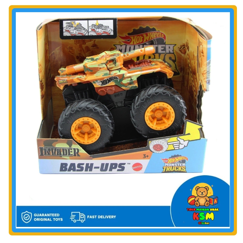 Hot Wheels Monster Trucks 1:43 Bash-Ups Invader Original