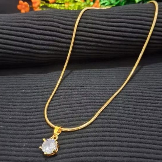 Kalung titanium gold free liontin mata