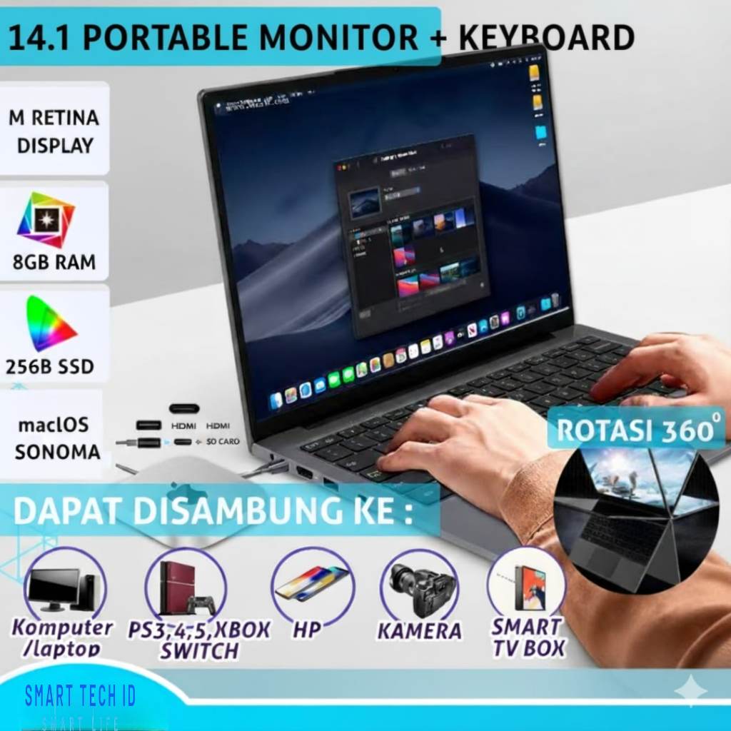 Portable Monitor Lapdock TOUCHSCREEN BATTERY 13.3 inch FHD 100% SRGB