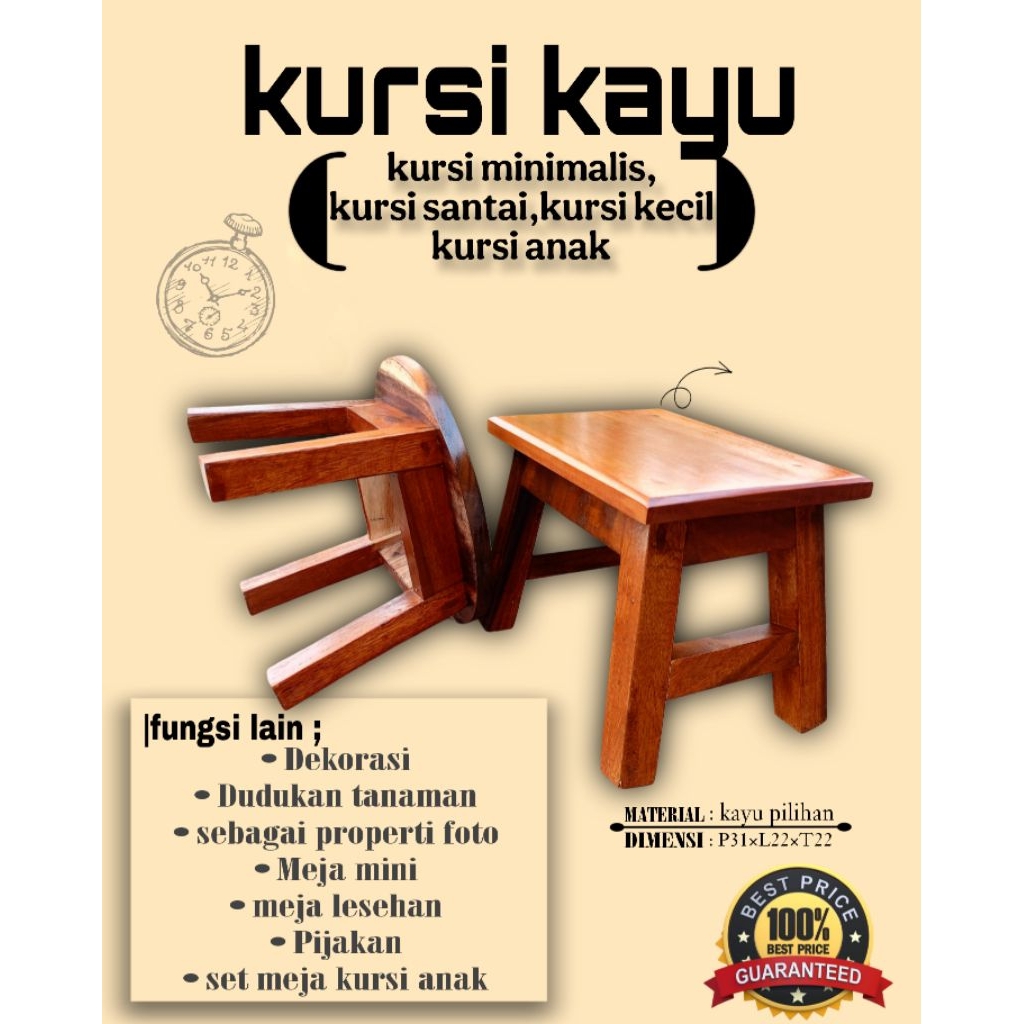 Kursi Kayu,Kursi Mini,Kursi Kecil,Dingklik Kayu,Kursi Anak,Meja Mini