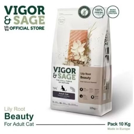 Vigor & Sage Beauty Lily Root Cat Food 10kg grain free makanan kering kucing super premium untuk kuc