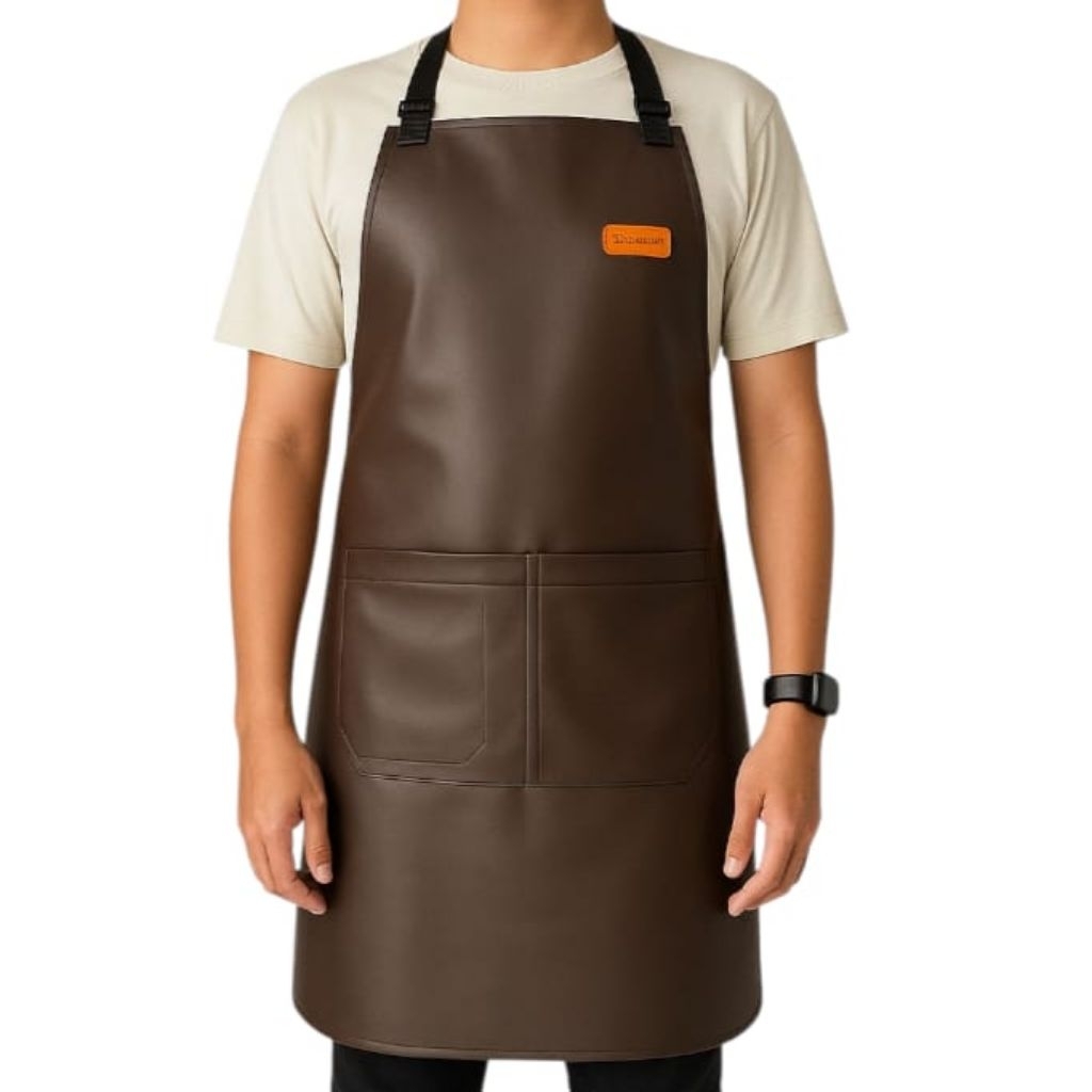 B-Store Apron Celemek Masak barbershop bartender barista Kulit sintetis Waterproof Anti Air Dapur Pr